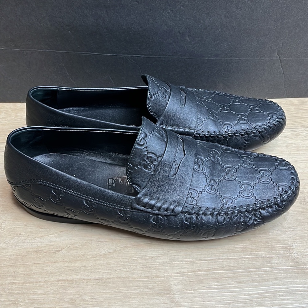 GUCCI Signature Driver Loafers-Guccissima leather, black SIZE 7 1/2 US - Picture 2 of 12